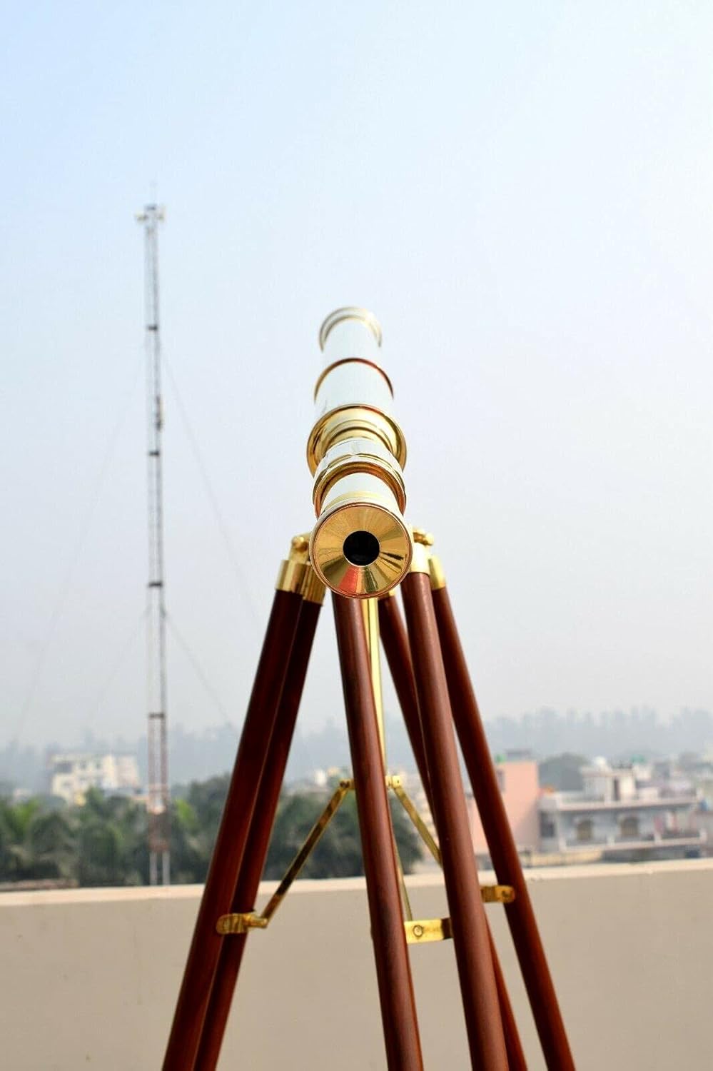 64" Floor Standing Brass Harbor Master Telescope Nautical w/Tripod Stand