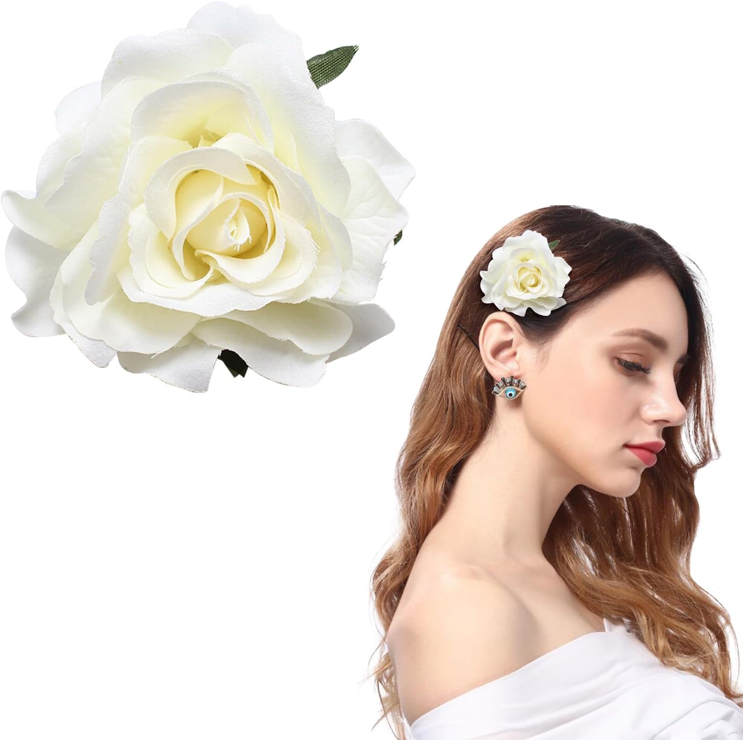 White rose hair clip Clearance