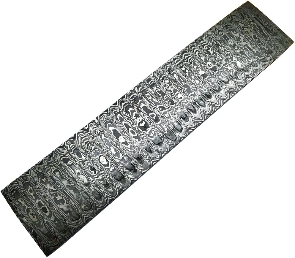 Handmade Ladder Pattern Damascus Steel Billet Bar – Premium Knife Making Steel for Bladesmiths & Custom Knives (12" inches)