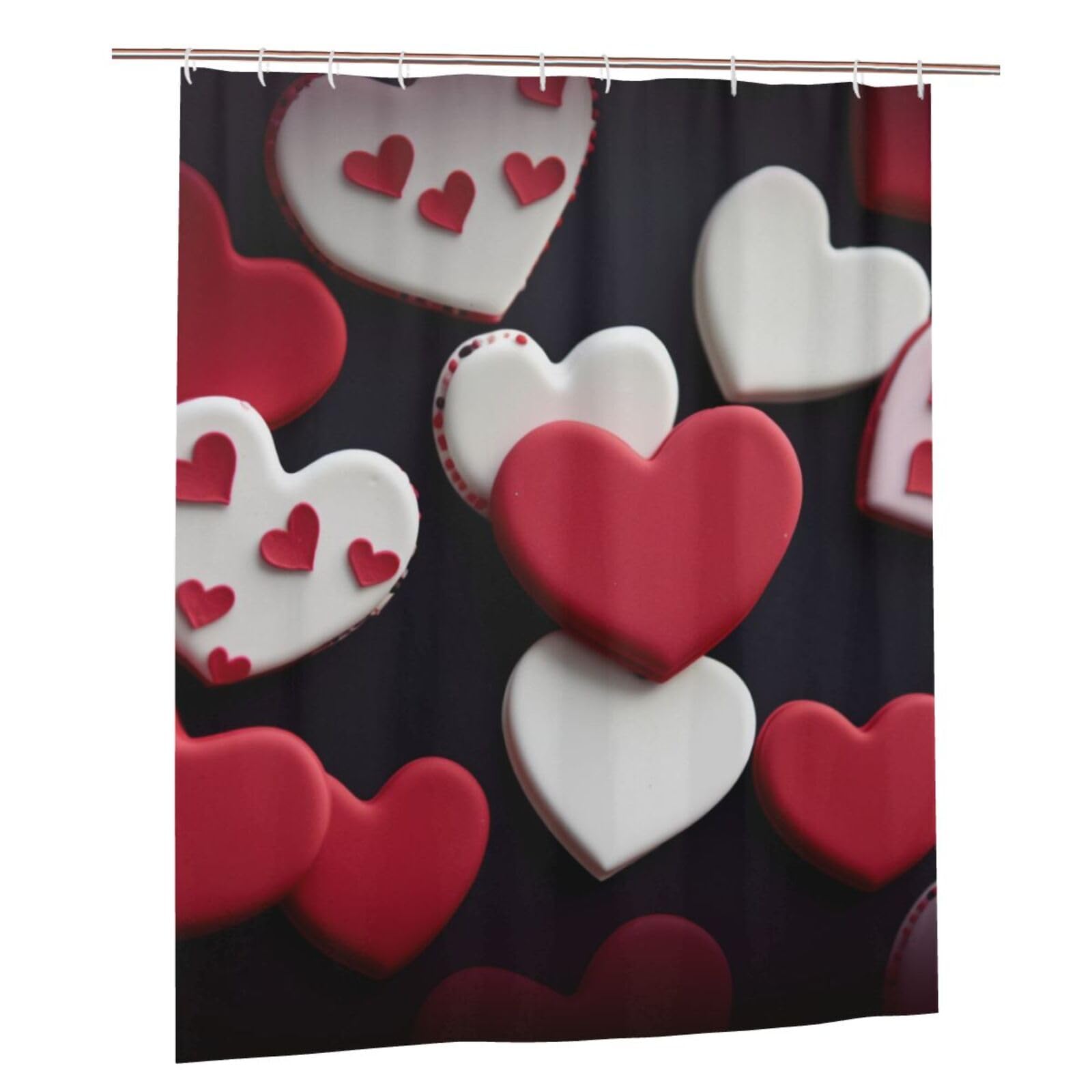 BWWHCCTI Happy Romantic Printed Shower Curtain With 12 Plastic Hooks Opaque Quick Drying Waterproof Shower Curtains Sets For Bathroom 152x183 Cm