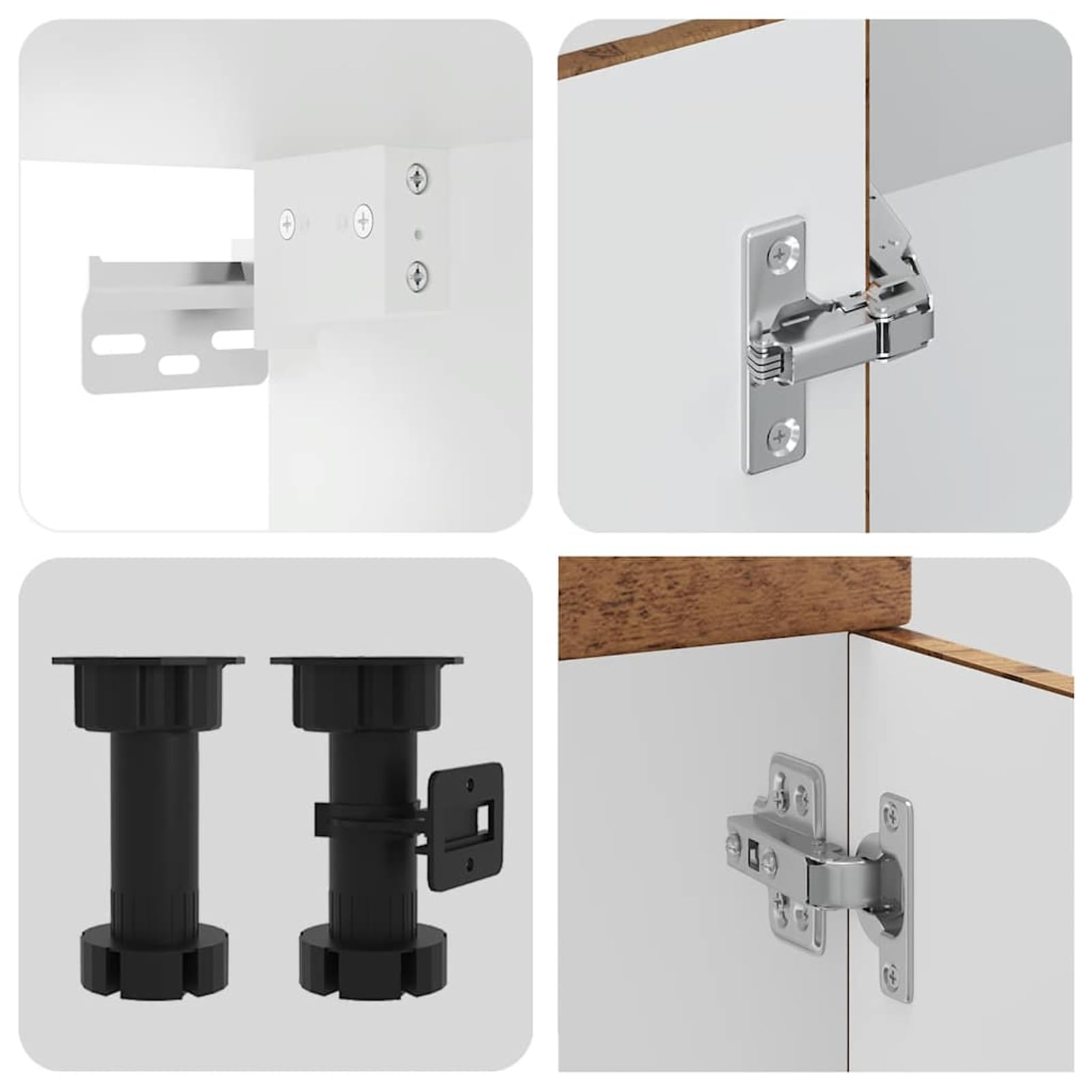 ATOMSTACK MAKER Set di 14 mobili da cucina Kalmar in effetto legno anticato (legno e vetro), per lavello, forno, angolari e pensili per cucina completa, con pannello per lavastoviglie