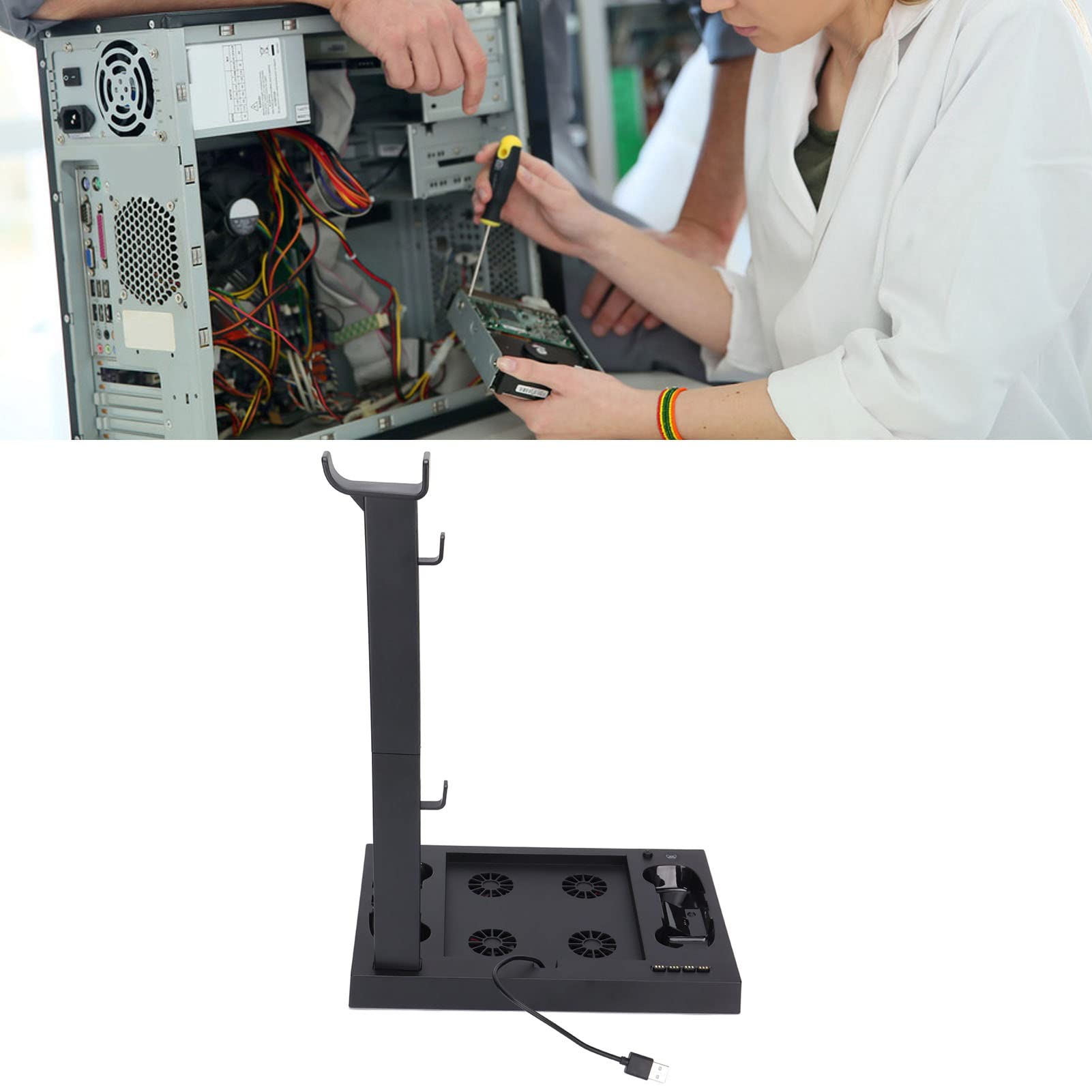Soporte de Refrigeración Vertical para Consola Series X de Refrigeración Eficiente Base Multifuncional de Carga Dual para Jugadores Negro