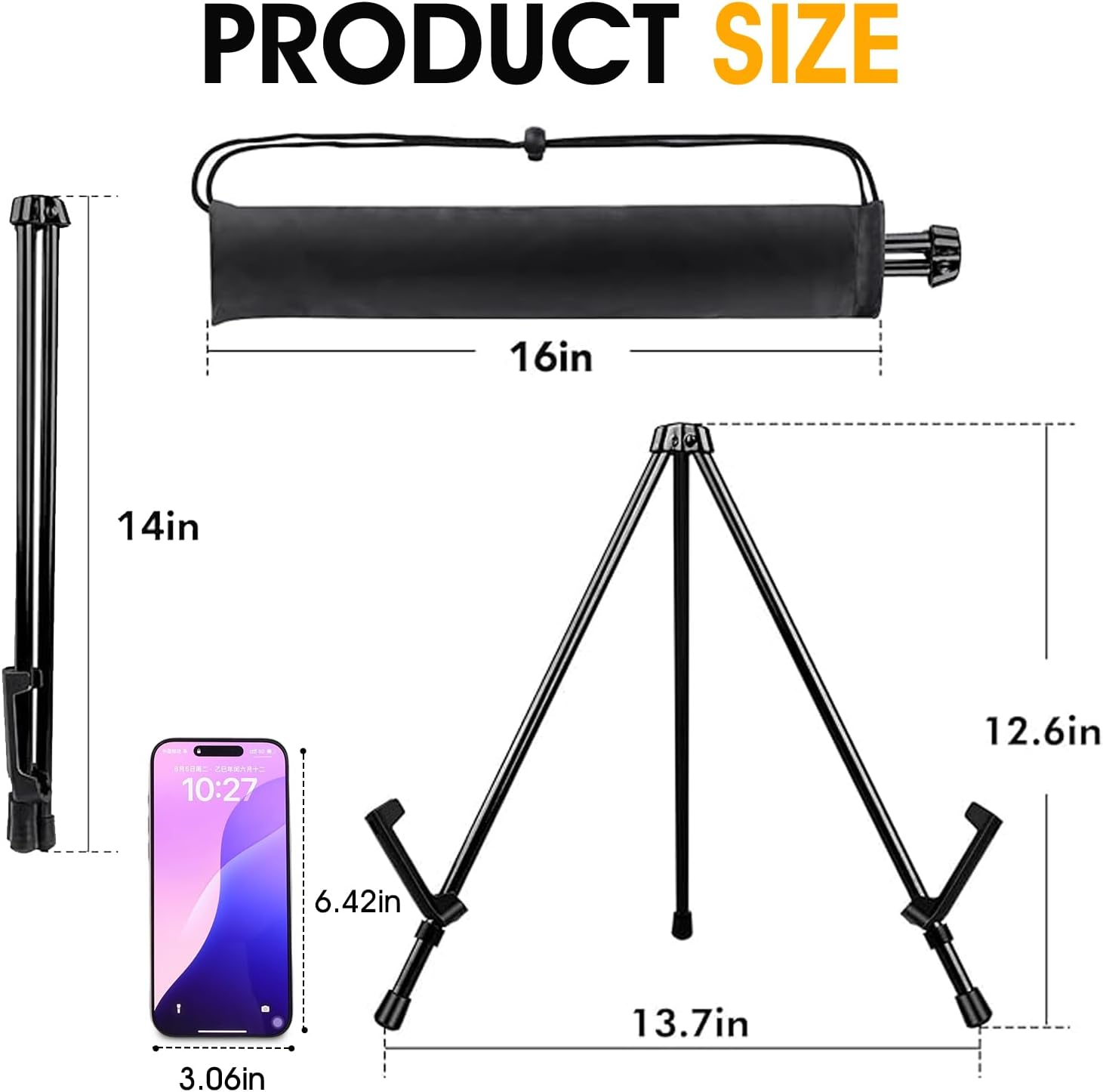 AROIC 12 Pack 14'' Tabletop Easels, Black Steel Table Top Easels for Display, Adjustable Portable Table Top Easel for Paintings, Signs, Posters,Frame Pictures(with 12 Bags) - Image 2