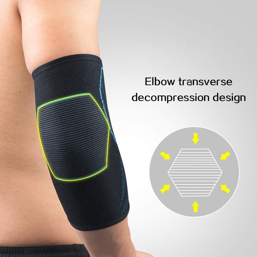 1 Pair Compression Elbow Support Pads Elastic Brace for Men Women Basketball Volleyball Fitness Protector Arm Sleeves(Blue,XL)