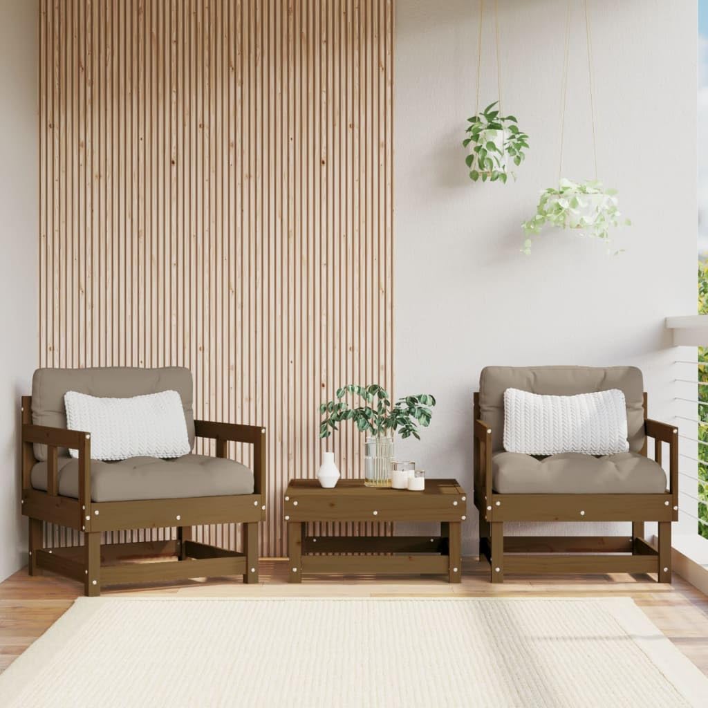 Chaises de jardin en pin massif marron durables pour remplacer le plastique fragile
