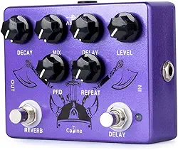 Caline Pedais Reverb Delay Efeitos Pedal Repetição Pré-Amplificador Guitarra Elétrica Acústica Pedal True Bypass Metal Roxo Cp-80