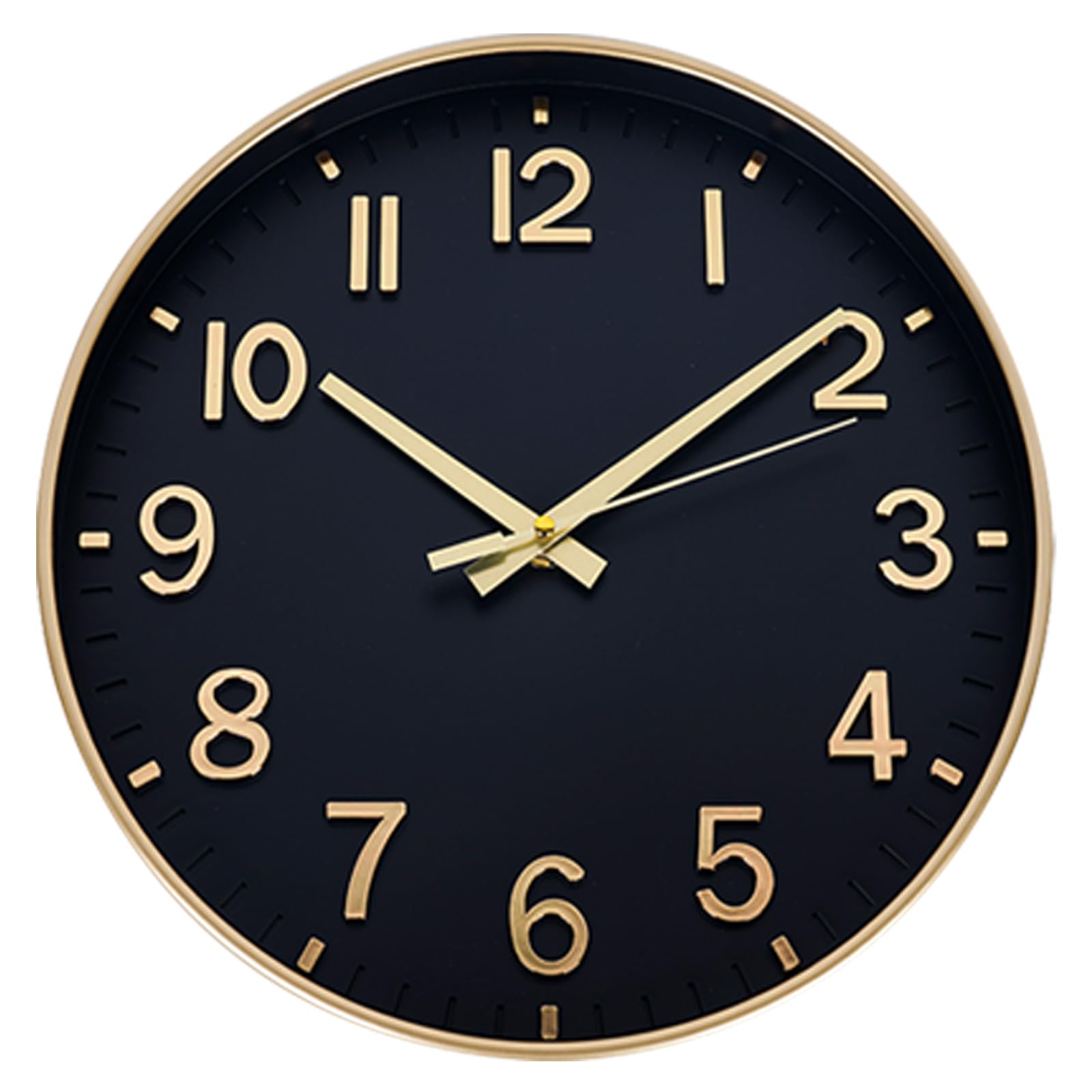 HZDHCLH Wall Clocks Battery Operated,Wall Clock Black Gold,12 inch Wall Clock Silent Non Ticking Modern 3D Numbers for Kitchen Bedroom Living Room Office Classroom Decor