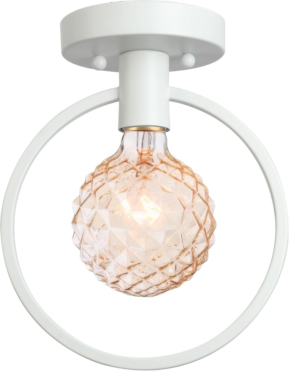 Soft White Ceiling Light, 8in Circular Style Semi Flush Mount Ceiling Light Fixture, DIY Personalized Bulb Close To Ceiling Light Fixture, Light Fixture For Bedroom, Bathroom, Hallway, Room Decor Lamp
