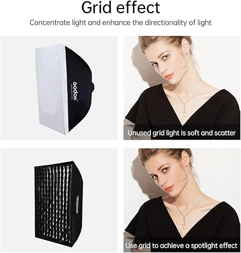 Miniatura 2 de Godox FW60x90CM  24"x36" Bowens Mount Strip Honeycomb Grid Softbox, caja de luz portátil con anillo de velocidad de montaje Bowens, tira suave con