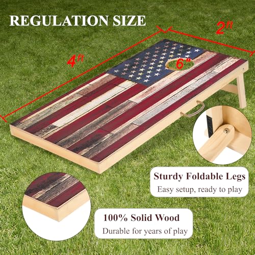 Image of Sportdo 4x2 ft Solid Wood Cornhole Set with 8 Bean Bags, Regulation Size Cornhole Board Set for Adults, Cornhole Game Set for Tailgate Backyard Toss Games Indoor&Outdoor Activities