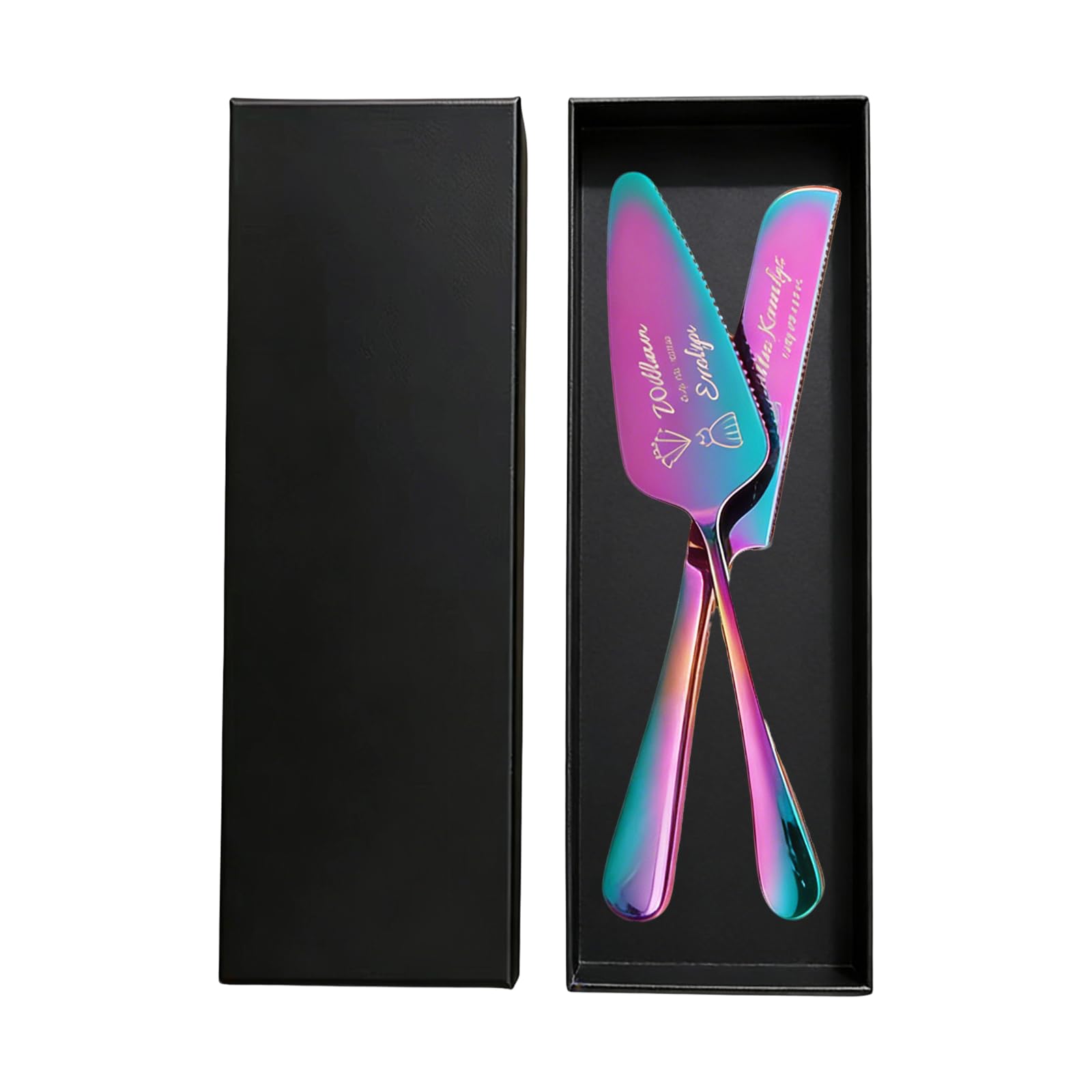 KBPTM Personalised Wedding Cake Knife and Server Set – Custom Cake Cutting Set with Engraved Names & Date, Cake Knife and Slice for Bride and Groom Anniversary Housewarming Gift (Multicolour) — image 1