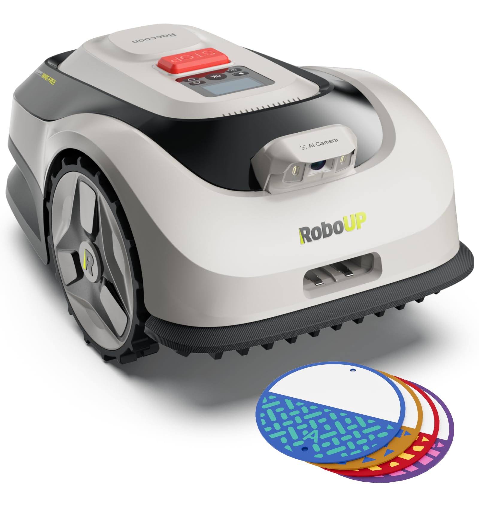 RoboUP Raccoon 2 SE Robot Tondeuse & Plaques de Navigation