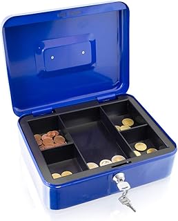 Caja de dinero 25 cm Grande se puede cerrar monedas Tabla Contar Dinero – Caja fuerte, color azul