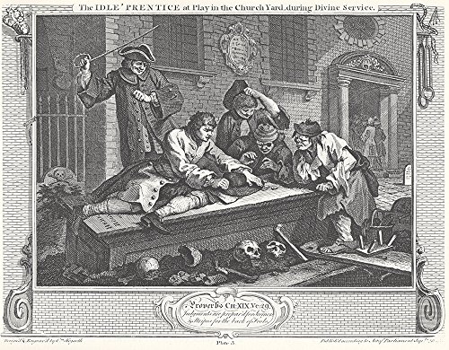 Lámina mate de William Hogarth Industry and Idleness en marco marrón antirreflectante 2