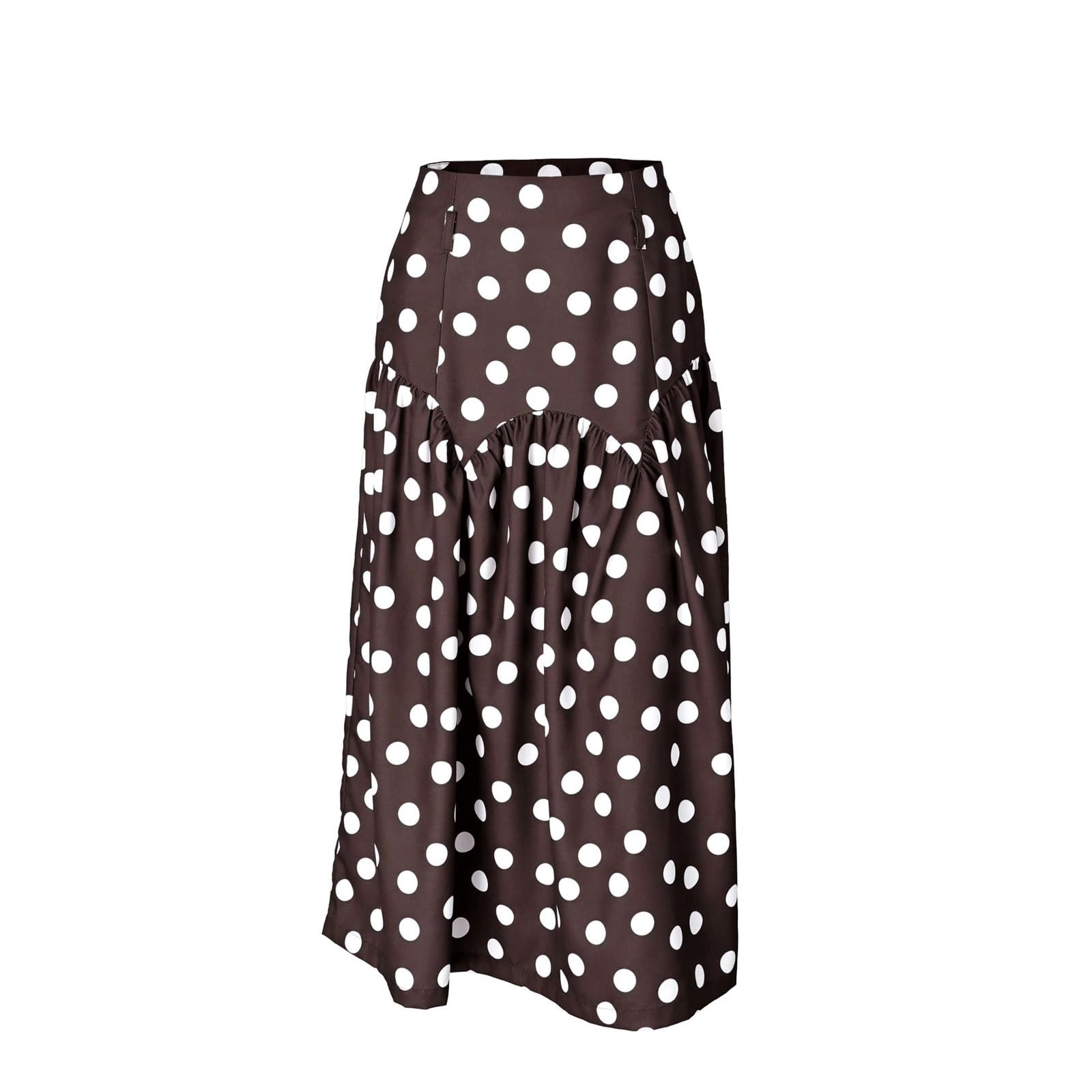 DUddTTW Women's Midi Skirt Polka Dot Maxi Skirts Midi Length Flowy Long Skirt High Waisted Swing Skirt A-line Ankle Length Skirts Slim(Lagre)