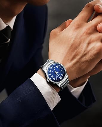 CIVO Easy Read Mens Watches: Analogue Stainless Steel Strap Watch Waterproof - Leather Minimalist Watches Men Gifts for Father Husband Boyfriend
