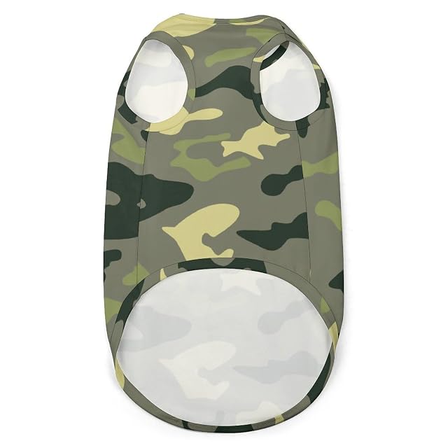 Foto 2 de 8 de Camisas de Camuflaje Verde y Amarillo para Perros, Ropa Estampada para Mascotas, Camisas para Cachorros