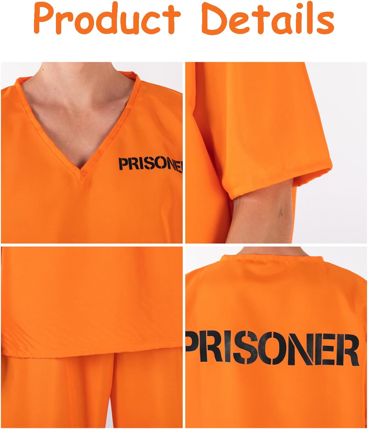 Prisoner Costume Criminal Jail Costume Orange Prison Inmate Jumpsuit Halloween Cosplay Prison Outfit - Image 6