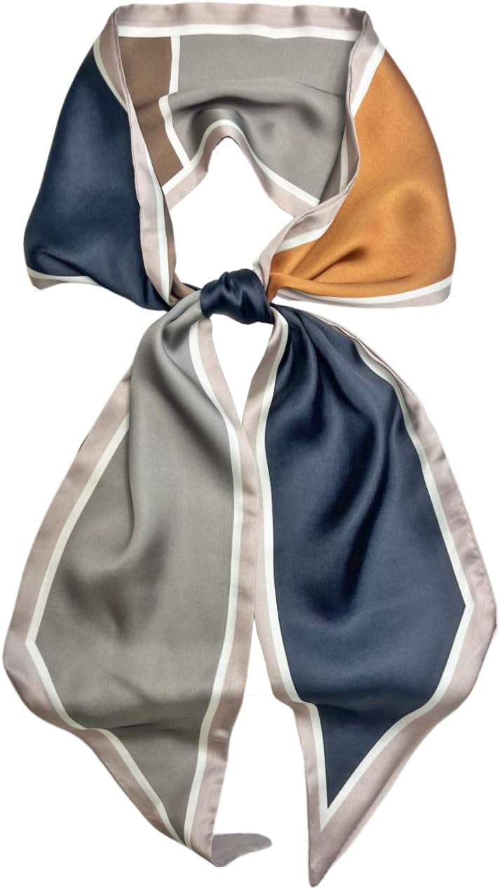 Julunar Hair Scarf for Women Silky Long Neck Head Scarves Purse Bag Scarfs for Handbag Satin Headscarf