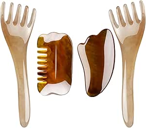 4 Pack: Gua Sha Scraping Massage Facial Tools Kit, Scalp Hair Massage Comb，Resin Gua Sha Scraper Board, Health Care Beauty Scrape Plate, for Face, Body, Leg, Back Care, Physical Acupuncture, Deep Tissue Therapy .