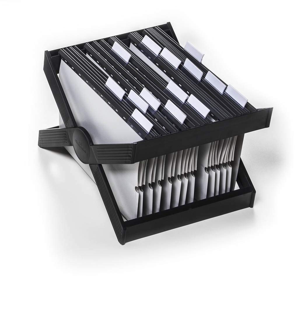 Durable 260058 - Carry, supporto per cartelle sospeseBlue Angel, pieghevole, salvaspazio, robusto, per 30 cartelle, 362x260x320 mm, carbone