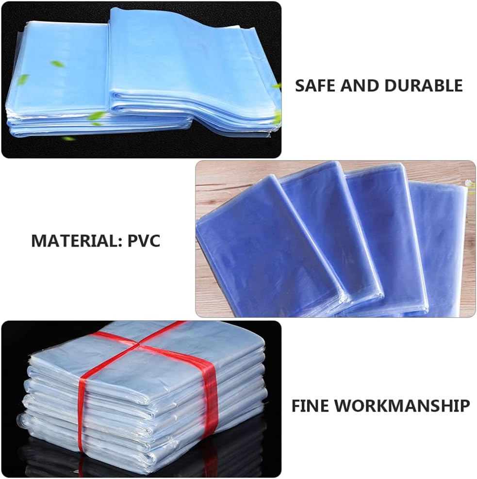 EXCEART 200pcs Transparent PVC Heat Shrink Wrap Bags Shrinkable Film for Packing Essential Oils and Eyelash Bottles Easy to Use Space-Saving Storage