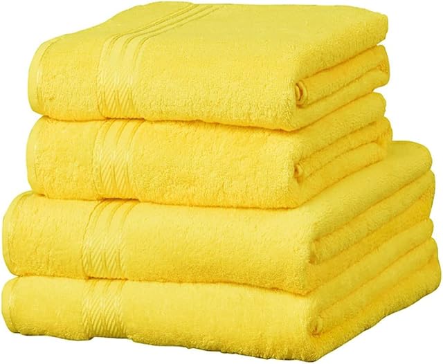 Linens Limited Luxury Supreme 100% Egyptian Cotton | Quick Dry & Highly Absorbent | Durable & Super Soft | 4 Piece Guest Towel Set, Yellow