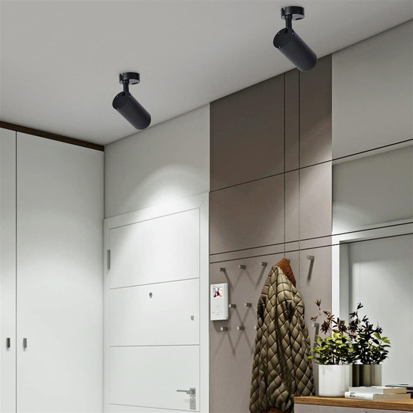 Płasko zamontowany obrotowy. Lampa sufitowa - Downlight regulowana 7 W z podstawą (ciepłe światło 3000K) (ciemne, 4000K neutralne światło)