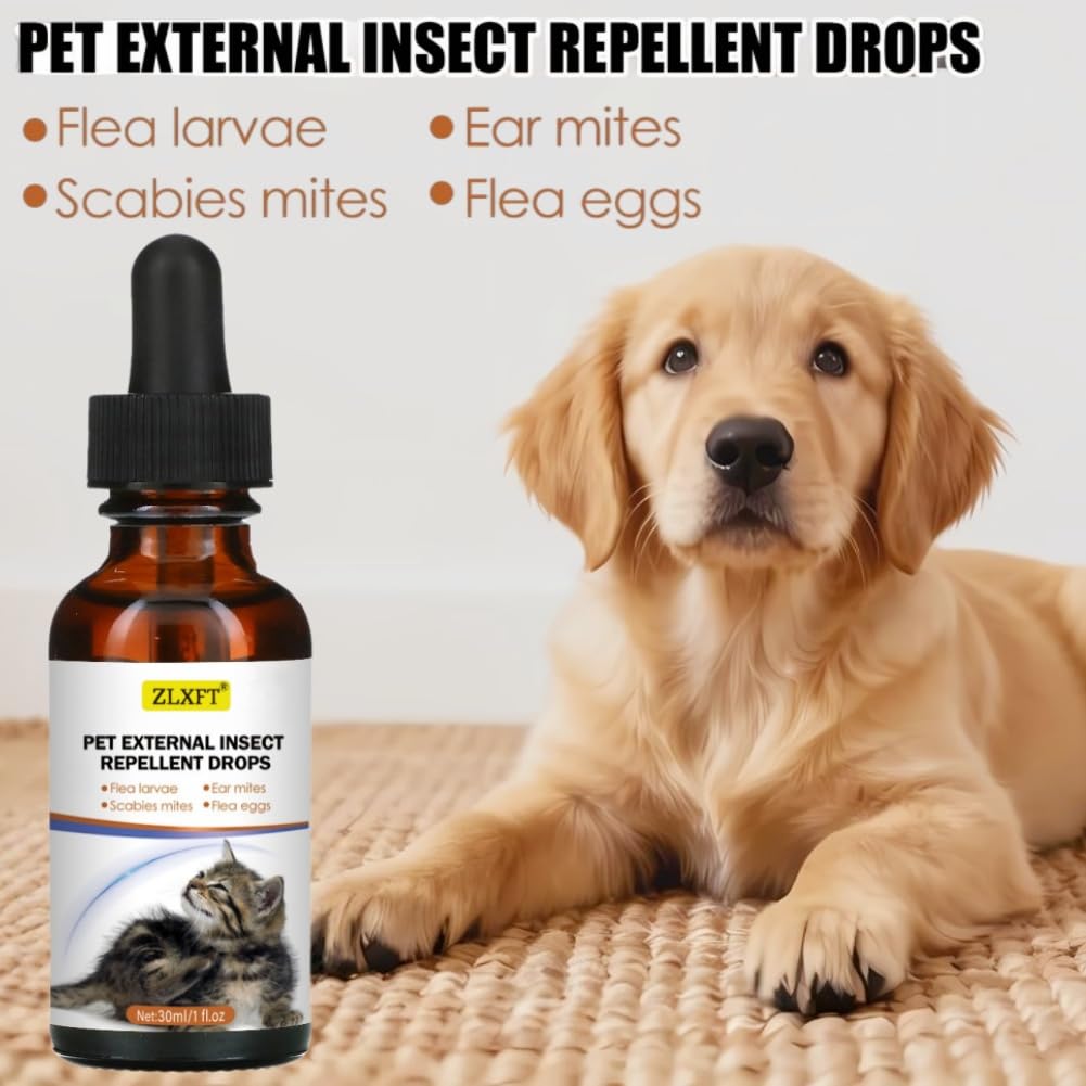Gotas para Perros y Gatos,3pcs Antiparasitario para Perros y Gatos,Pipetas Antiparasitarias Perross,Spray para Aliviar La Picazón y Puntos Calientes,On Proteccin contra Las Garrapatas