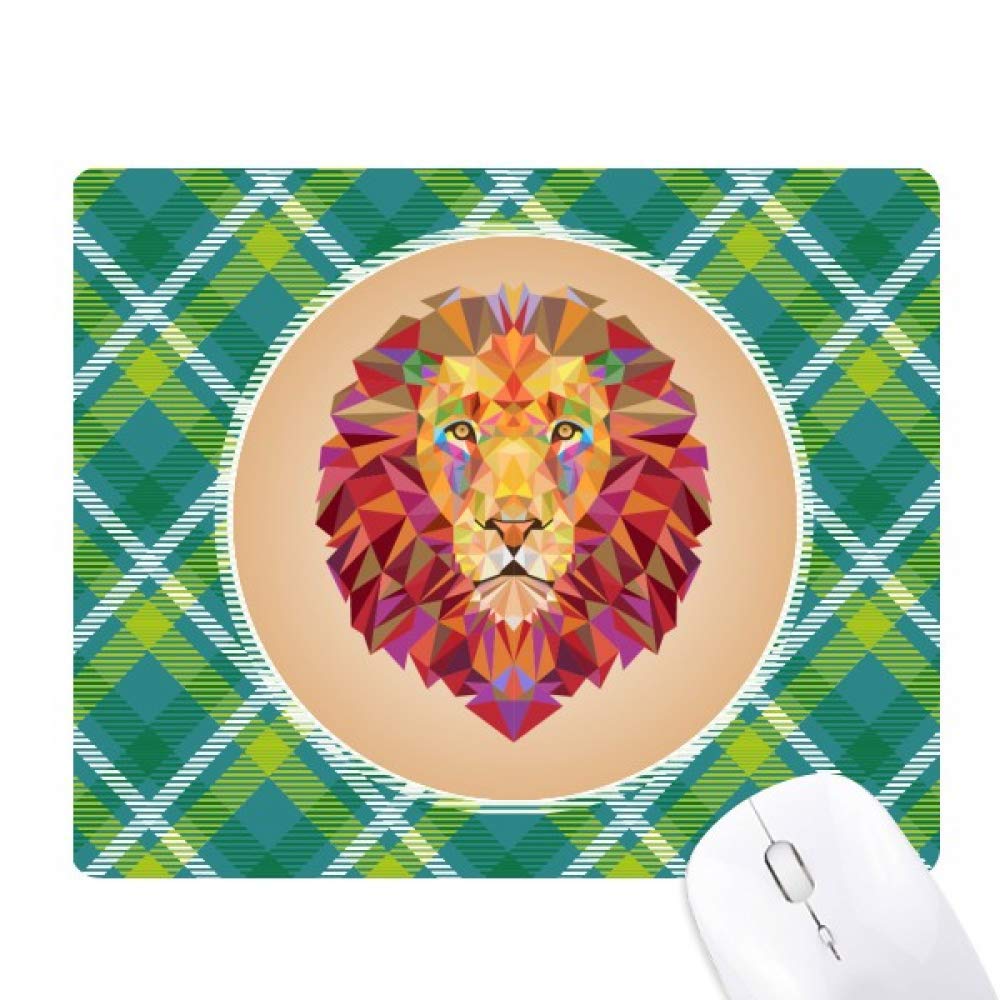 Tapis de souris lion pixel art avec grille verte brodée