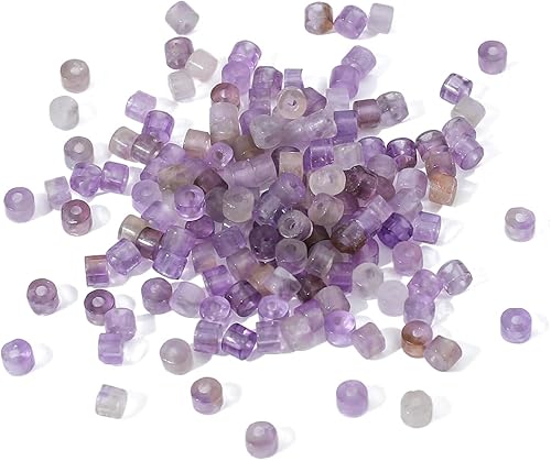 Miniatura 4 de Cuentas de amatista natural en forma de cilindro corto 2x3mm 155 piezas Tubo Cuentas sueltas de piedras semipreciosas para hacer joyas Diseño