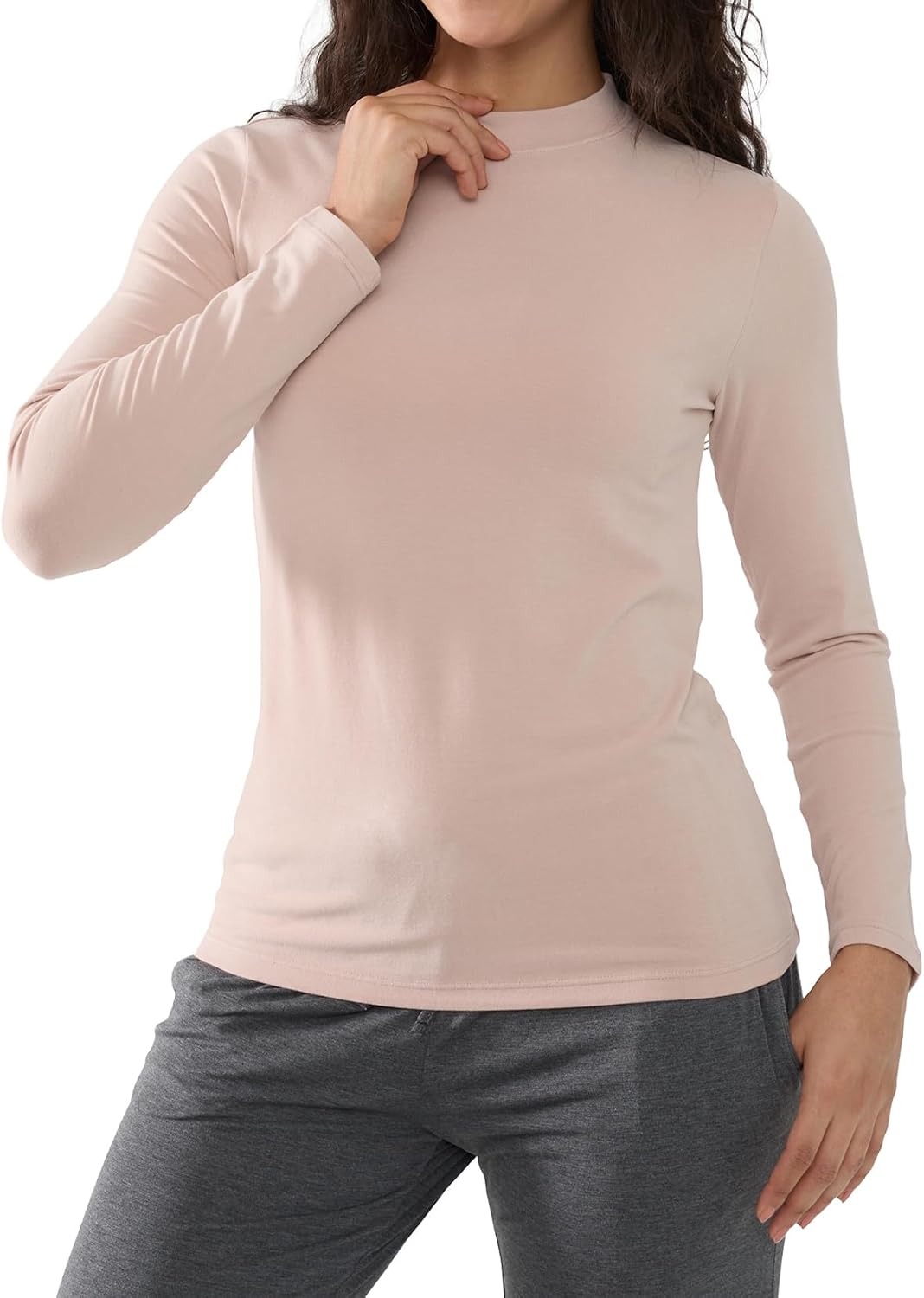 Women's Long Sleeve Thermal Top Lightweight Basic Layer Bamboo Viscose Undershirts