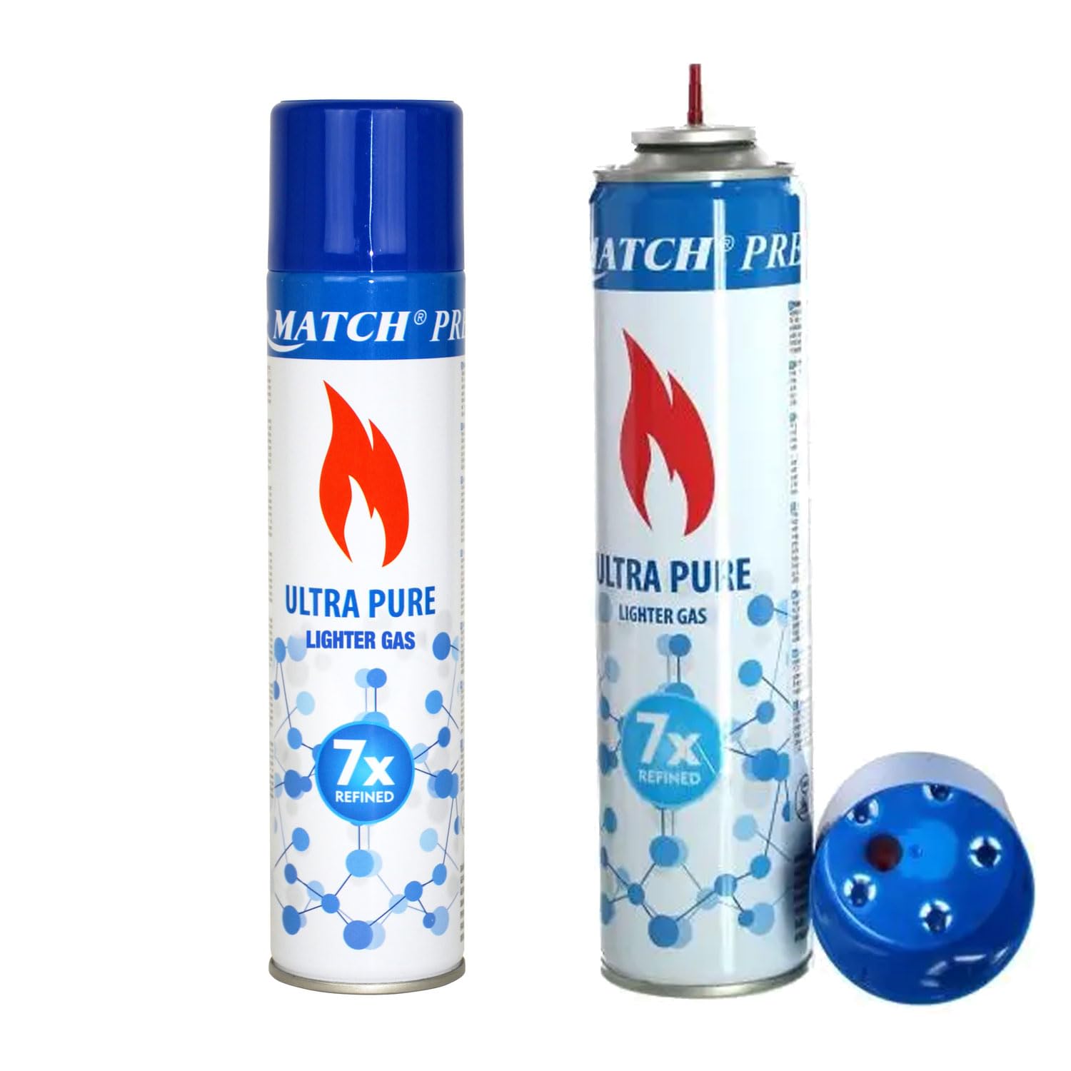 12 x 300ml Gas per accendini con 5 adattatori | Gas puro e pulito, raffinato x7 vicino al 100%. Gas premium per estrazioni e torce. Particolarmente indicato per estrazioni BHO. | Gas di ricarica