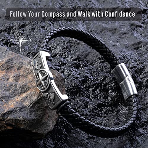 To My Son Bracelet From Mom, Braided Leather Bracelet For Men, Bracelet With Engraved Wallet Card, Son Graduation Birthday Gift Svana Bracelets Son Stainless Steel Magnetic Closure Bracelets #TOP1