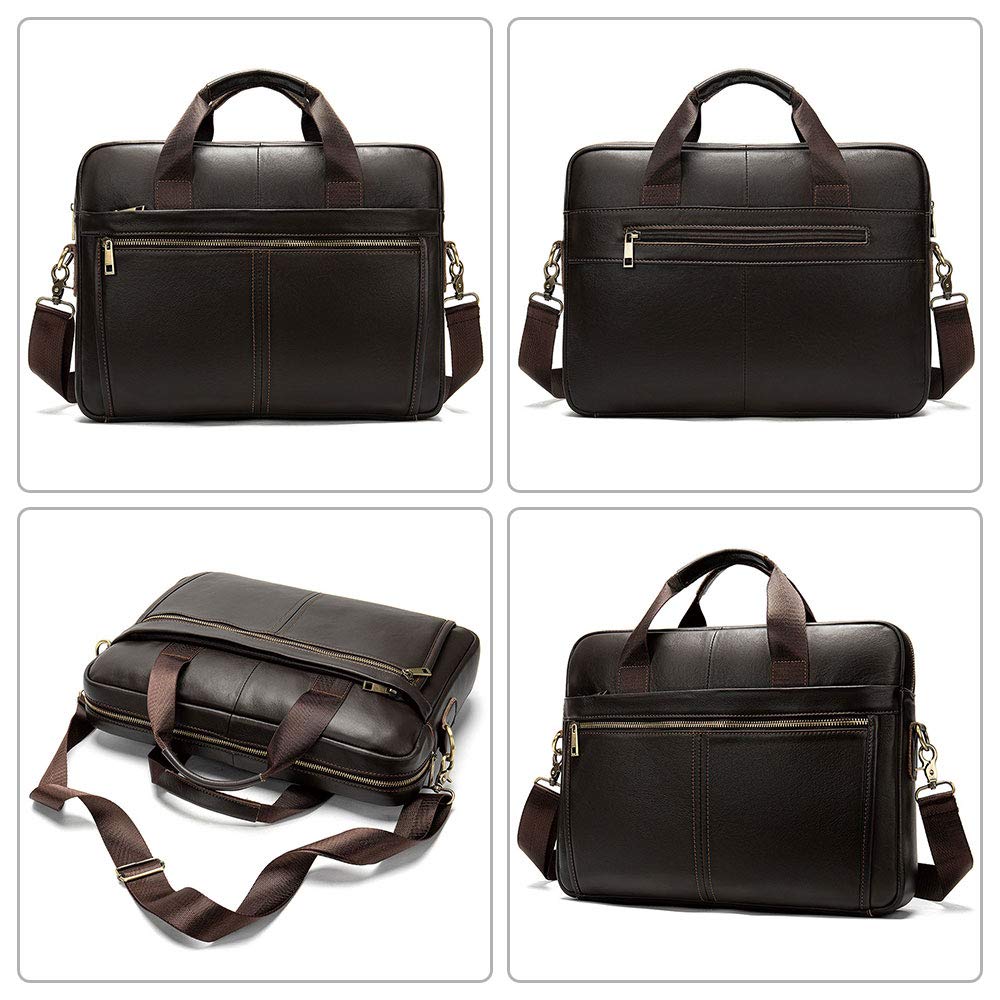 BAIGIO Maletín de Cuero Genuino Vintage, Bolso Hombre Bandolera Maletines Mensajero de Auténtica Piel Hombre para Portatil hasta 13,3 Pulgadas para Negocios,Oficina,Trabajo,Viajes