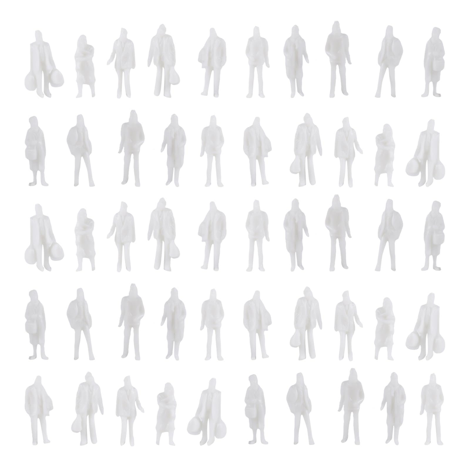 szzijia 50 Pcs 1:87 Scale Unpainted Miniature ABS Plastic Figures People for Architectural Models,Train and Railway Models,School Handicraft Projects