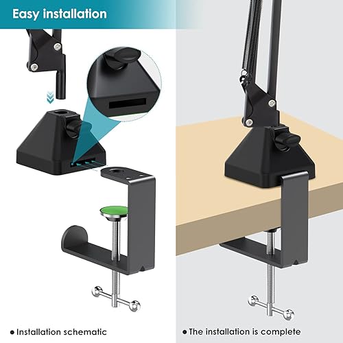 Miniatura 5 de YOUSHAERS - Abrazadera de montaje en mesa, soporte de metal resistente para soporte de brazo de micrófono y soporte de teléfono superior, se adapta