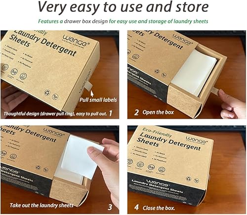 Miniatura 6 de Wenge Sábanas de lavandería ecológicas, 240 hojas, sin plástico, naturalmente hipoalergénicas, líquidas, menos lavadas, para el hogar, dormitorio,