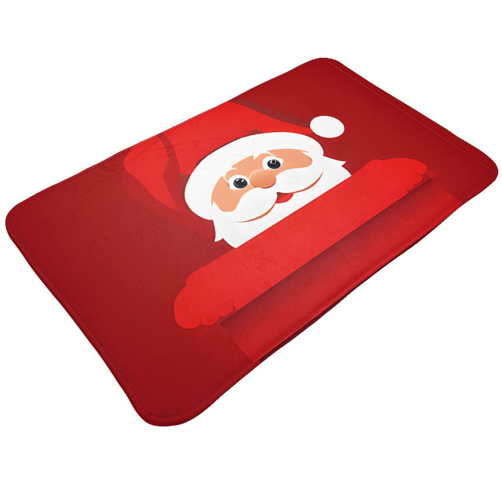 Cute Santa Claus Print Print Living Room Bathroom Kitchen Anti Slip and Absorbent Carpet, Indoor Entrance Door Muddy Floor Mat, Ultra Soft Washable Carpet 21x31.5 Inches