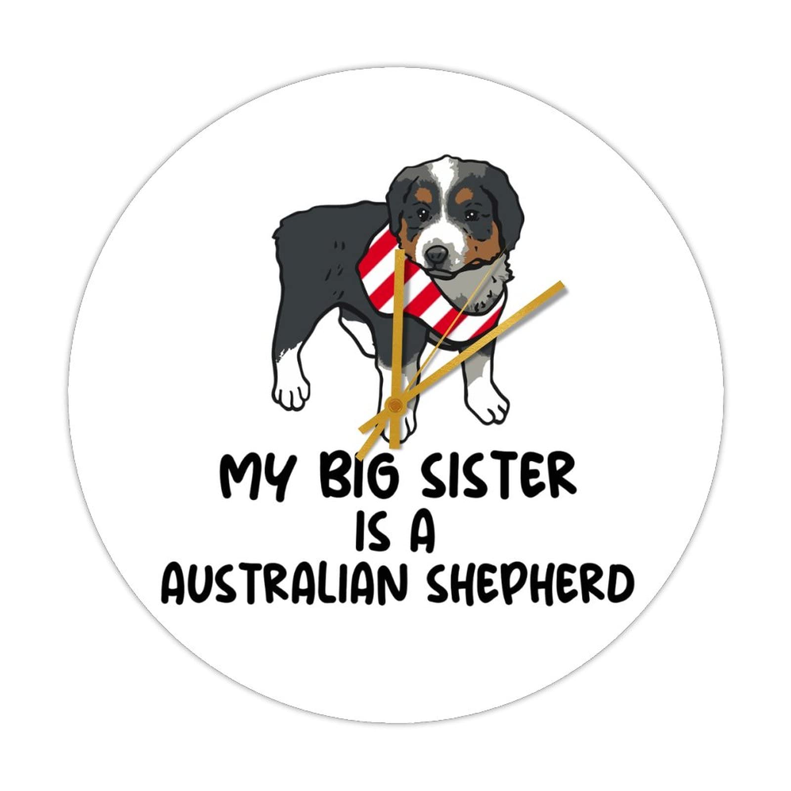 Horloge murale ronde Berger australien en bois My Big Sister Is A Dog pour bébé