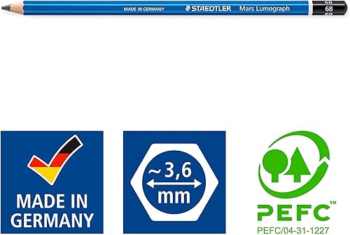 Miniatura 5 de Pluma para dibujo y escritura, Staedtler Mars Lumograph (caja de 12), 6B