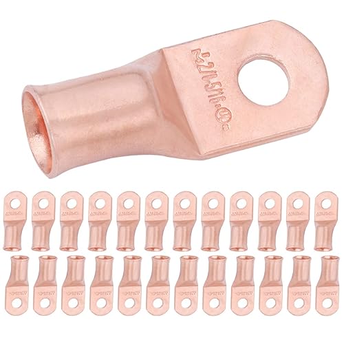 Miniatura 493 de SELTERM - 2 terminales de anillo resistentes para cable de batería, calibre 4 AWG, pernos de 3/8 pulgadas, terminales de calibre 4, ojales de cobre