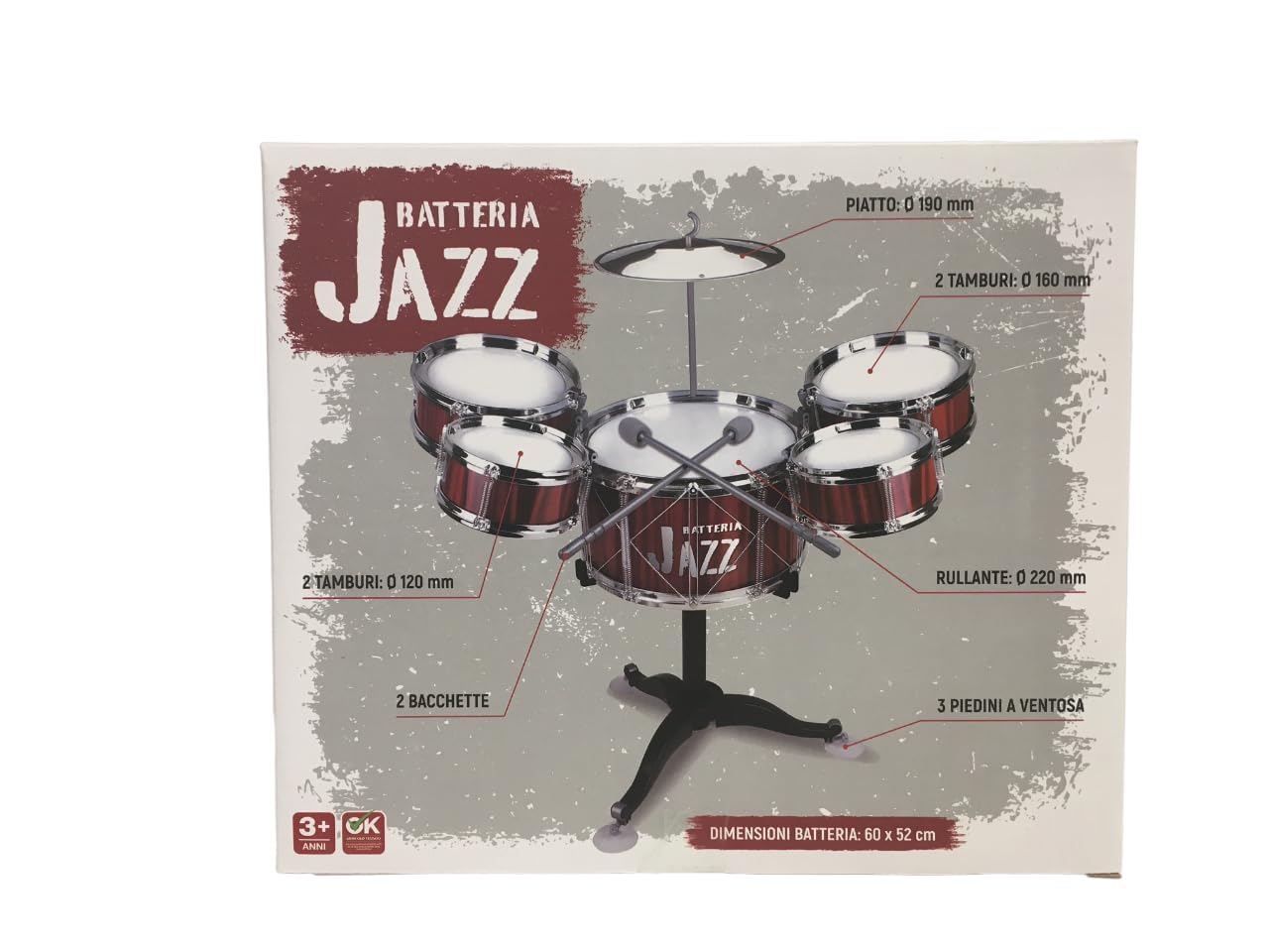 Batteria per Bambini Batteria Jazz Drum Set Batteria Giocattolo per Bambini Mini Drum Set Strumenti Musicali con 5 Tamburi 1 Piatto 2 Bacchette Strumento Musicale a Percussione Educativo (A)