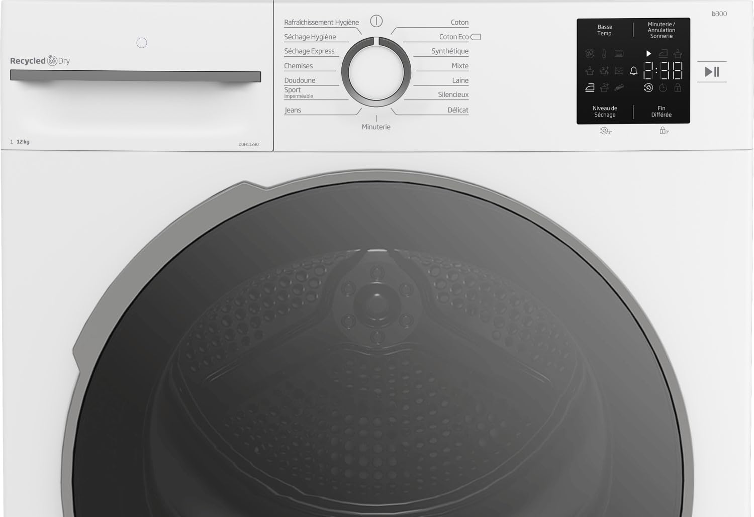 Seche-linge pompe a chaleur BEKO B300-12 kg - Induction - L60cm - Classe A+ - Blanc