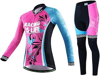 Jersey de Bicicleta Transpirable Ropa de Mujer Ropa de la Bici Conjunto Deportes al Aire Libre de la Bici Jersey Pantalones Ropa de Verano (Color : Rosado, Size : S)