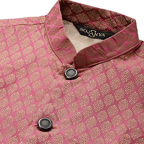 Image of SOJANYA (Since 1958, Men's Silk Blend Grey Kurta Pyjama & Silk Blend Jacket Combo