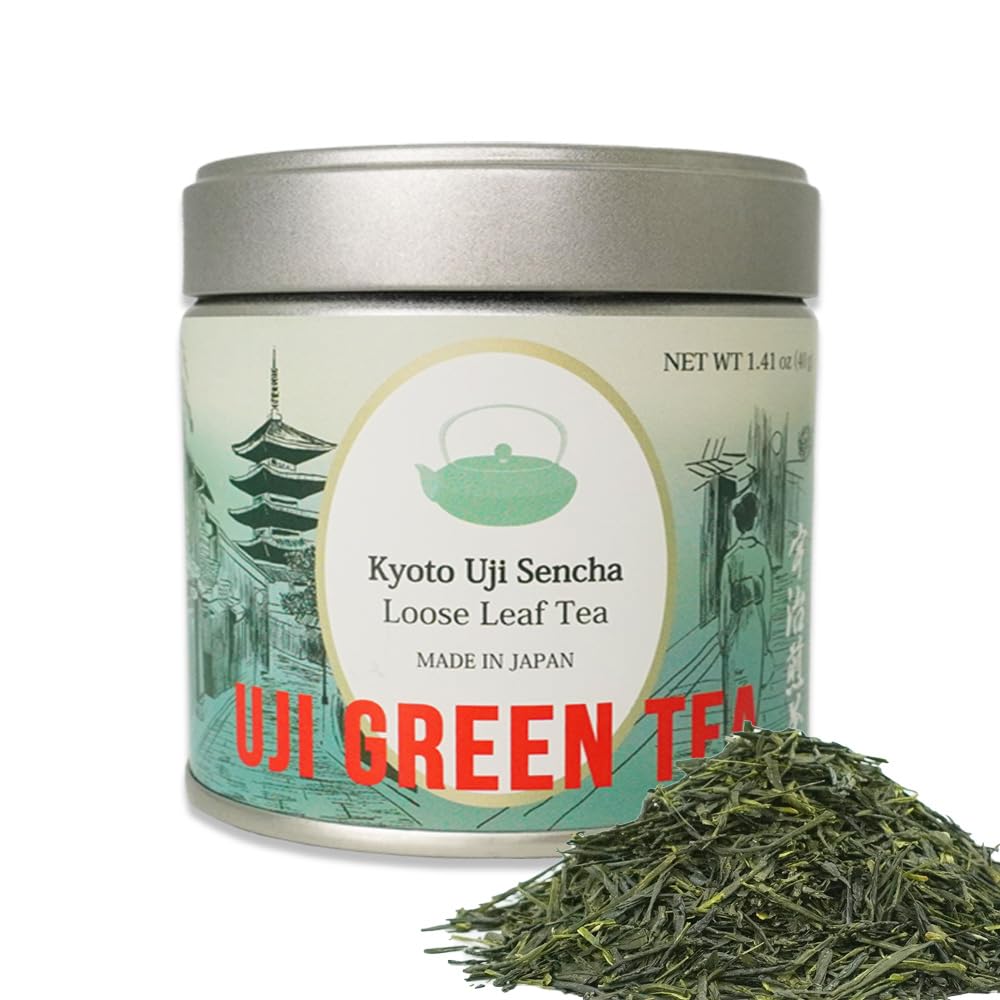 Uji Sencha Green Tea, Kyoto Loose Leaf, Made in Japan, 1.41 oz (40 g)