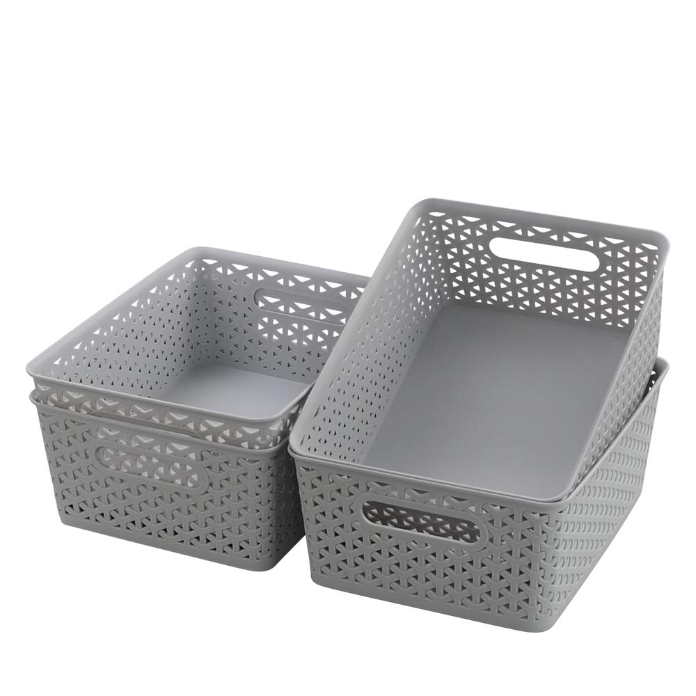 Vababa 4-Pack Floding Storage Bin, Collapsible Plastic Storage Cube Organizer Bins