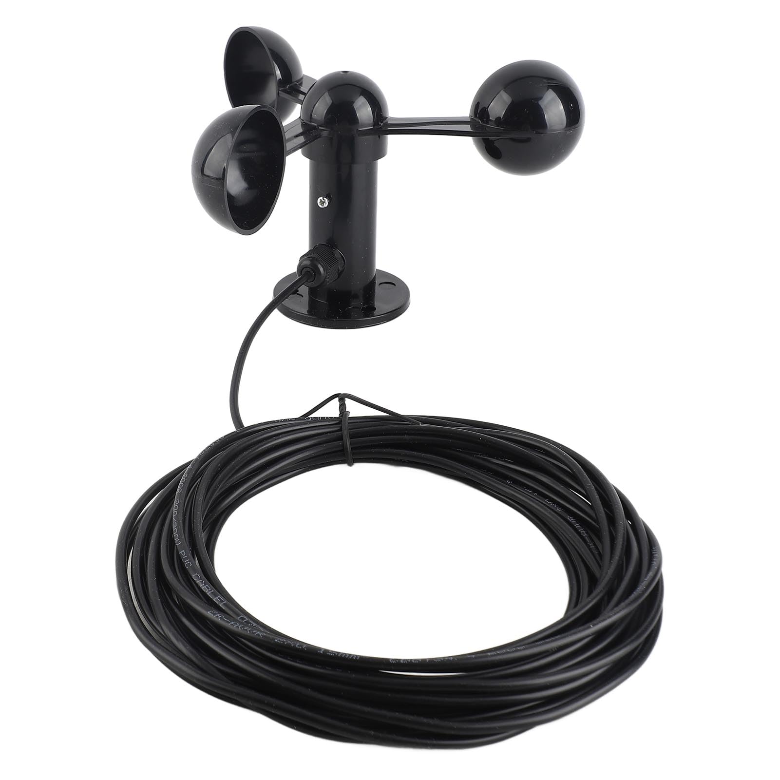 3 Cup Wind Anemometer ABS Wind Speed Detector with Cable