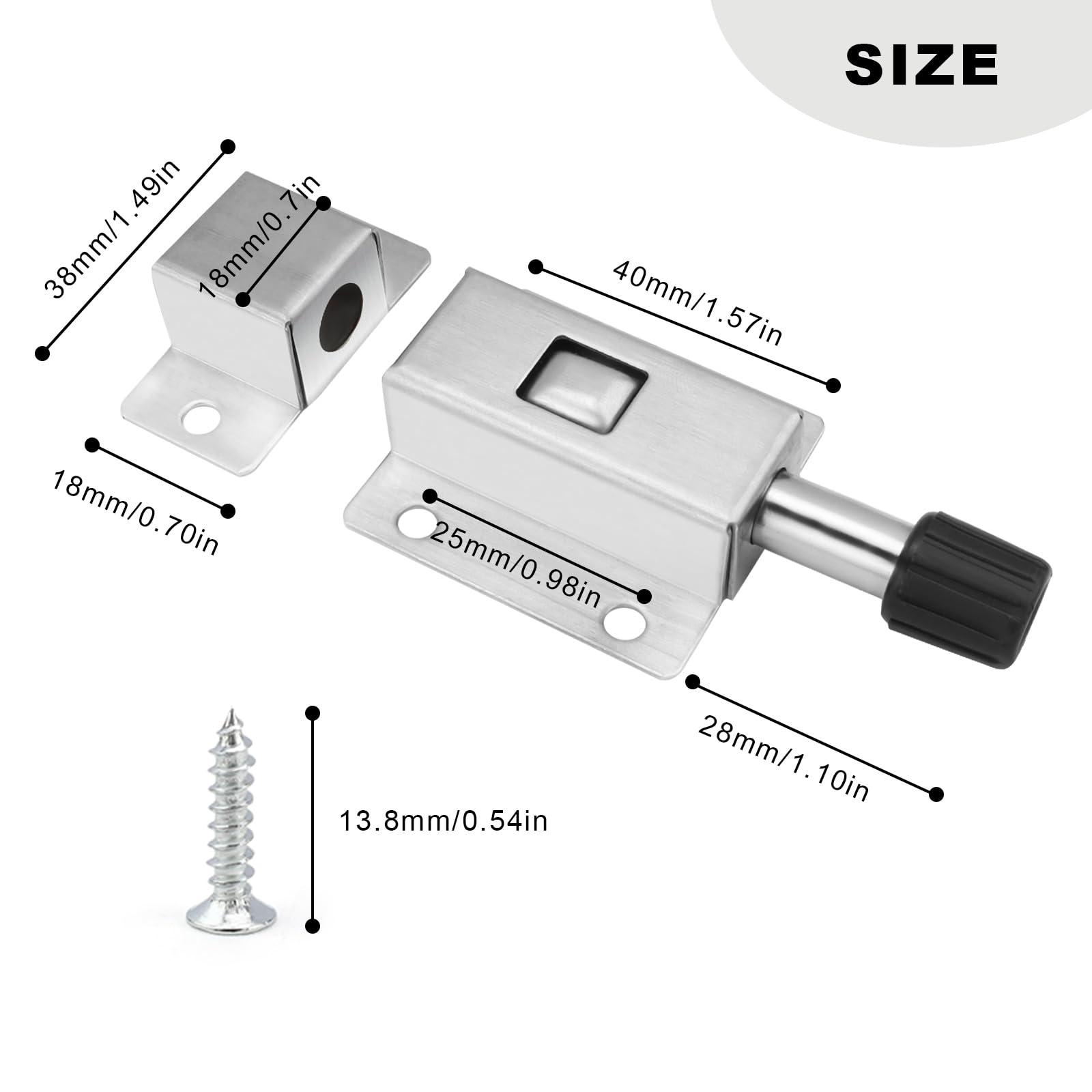 Chiavistelli Di Sicurezza Derbway - Set Da 4 Pezzi Per Porte E Mobili, Argento, 50 Mm - Foto 8